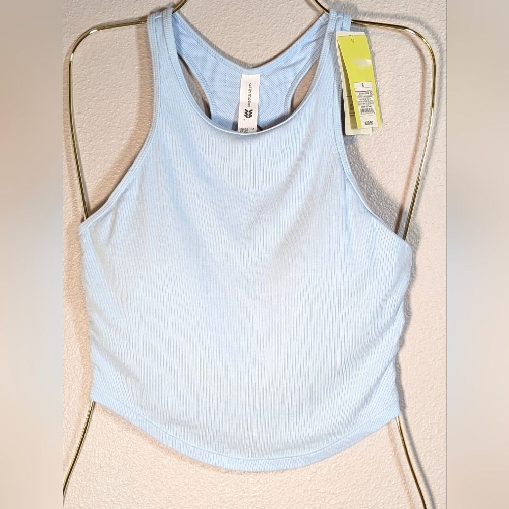 ☁️ All In Motion NWT Light Blue Rib Racerback Crop Tank - Size Small